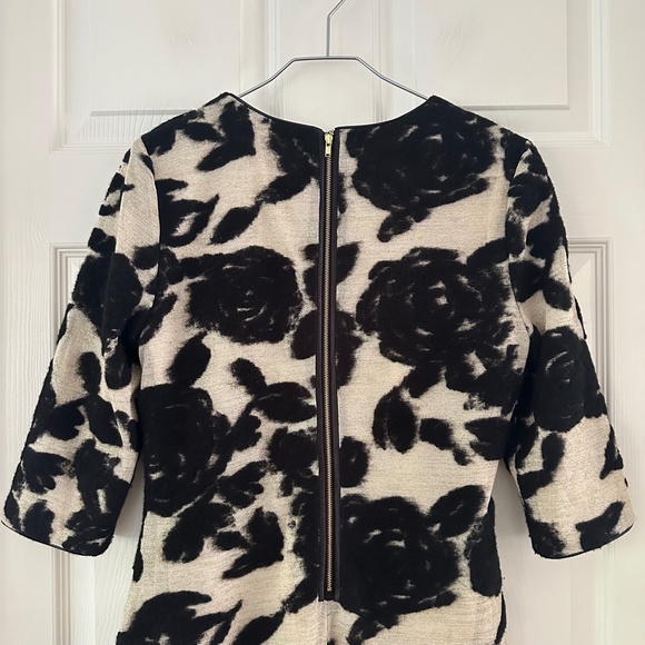 Reiss Lavine Floral Wool Blend Bodycon Dress Black Cream Gold Women's Size 10 - Picture 9 of 15